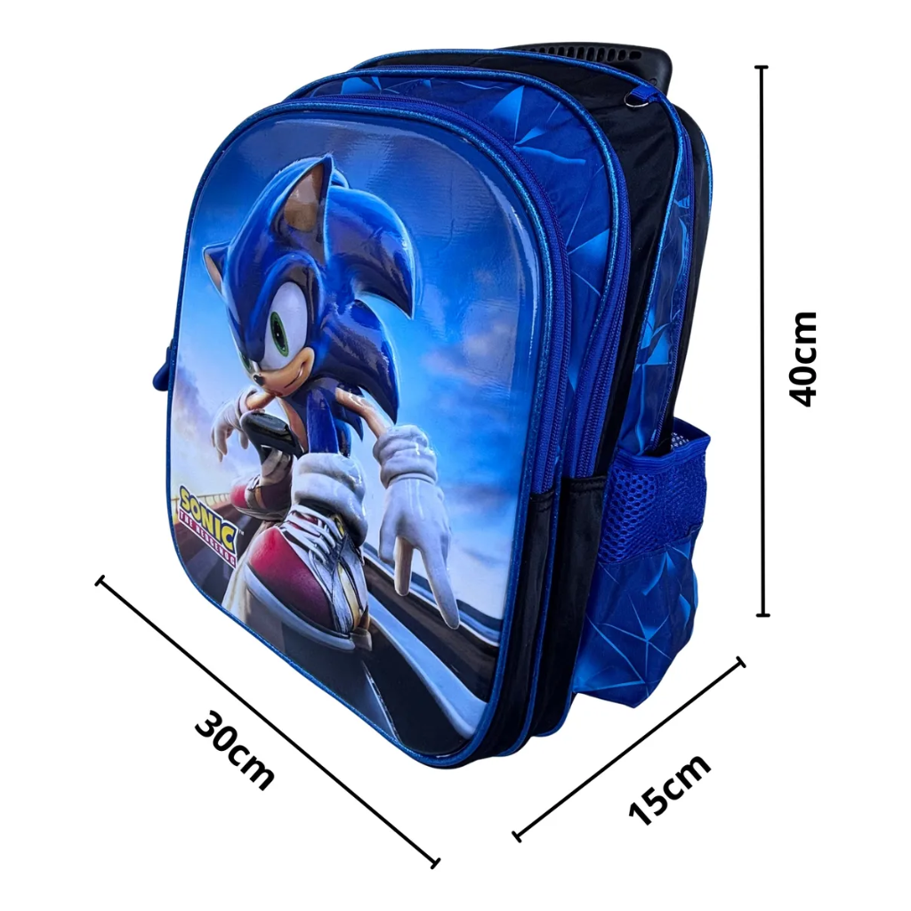 Kit Mochila Sonic com Mochila de Rodinhas + Lancheira Térmica