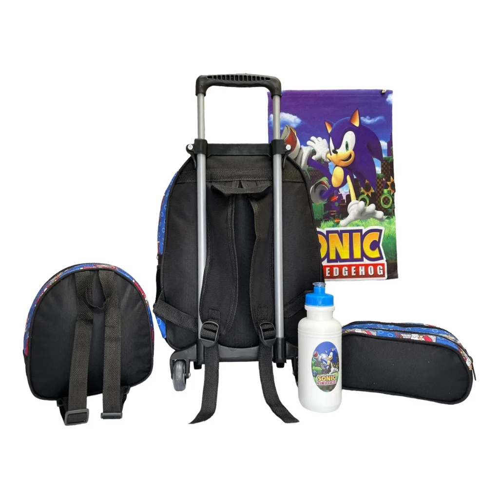 Kit Mochila Sonic com Mochila de Rodinhas + Lancheira Térmica