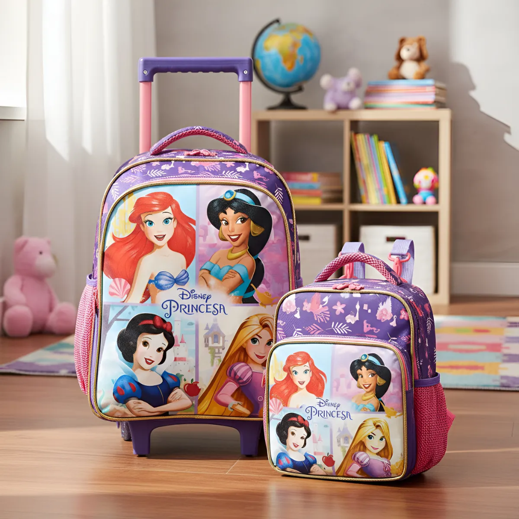 Kit Mochila Princesas 2026 com Mochila + Lancheira Térmica