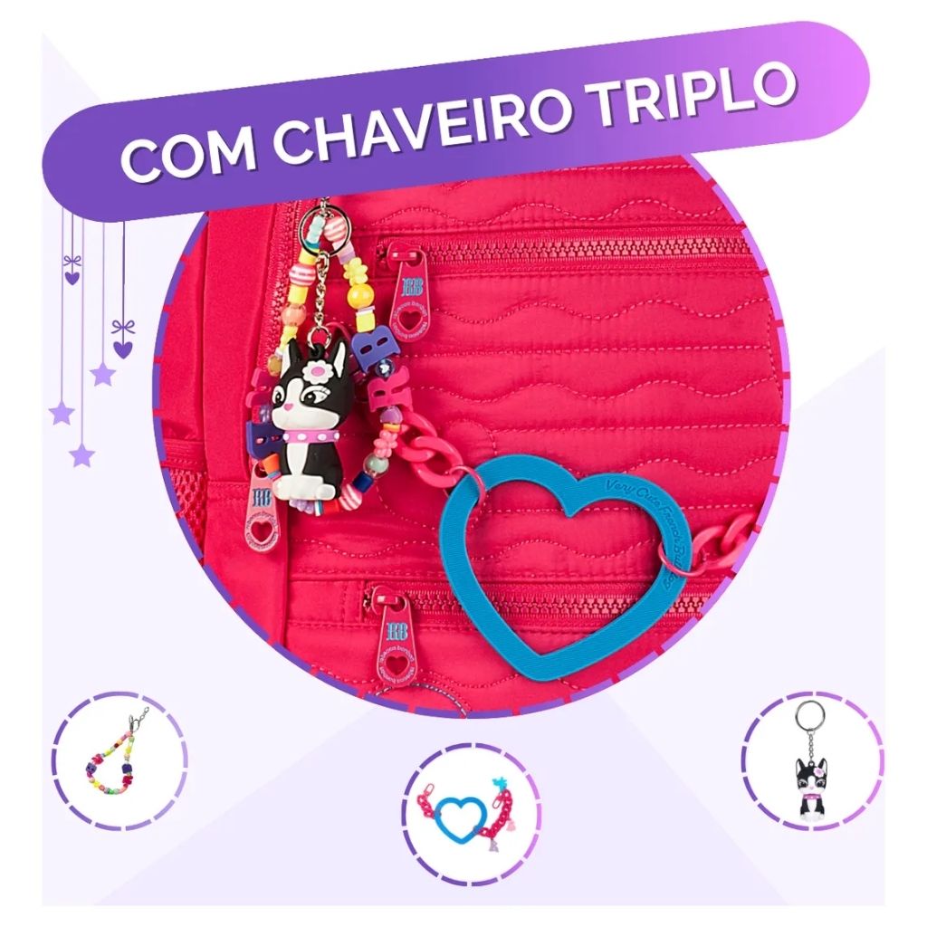 Mochila Fashion Lovers 2026 com Mochila de Rodinhas + Lancheira Térmica + Estojo
