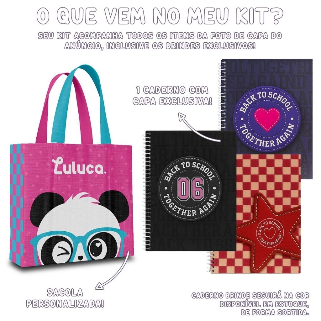 Mochila Luluca 2026 com Mochila de Rodinhas + Lancheira Térmica + Estojo