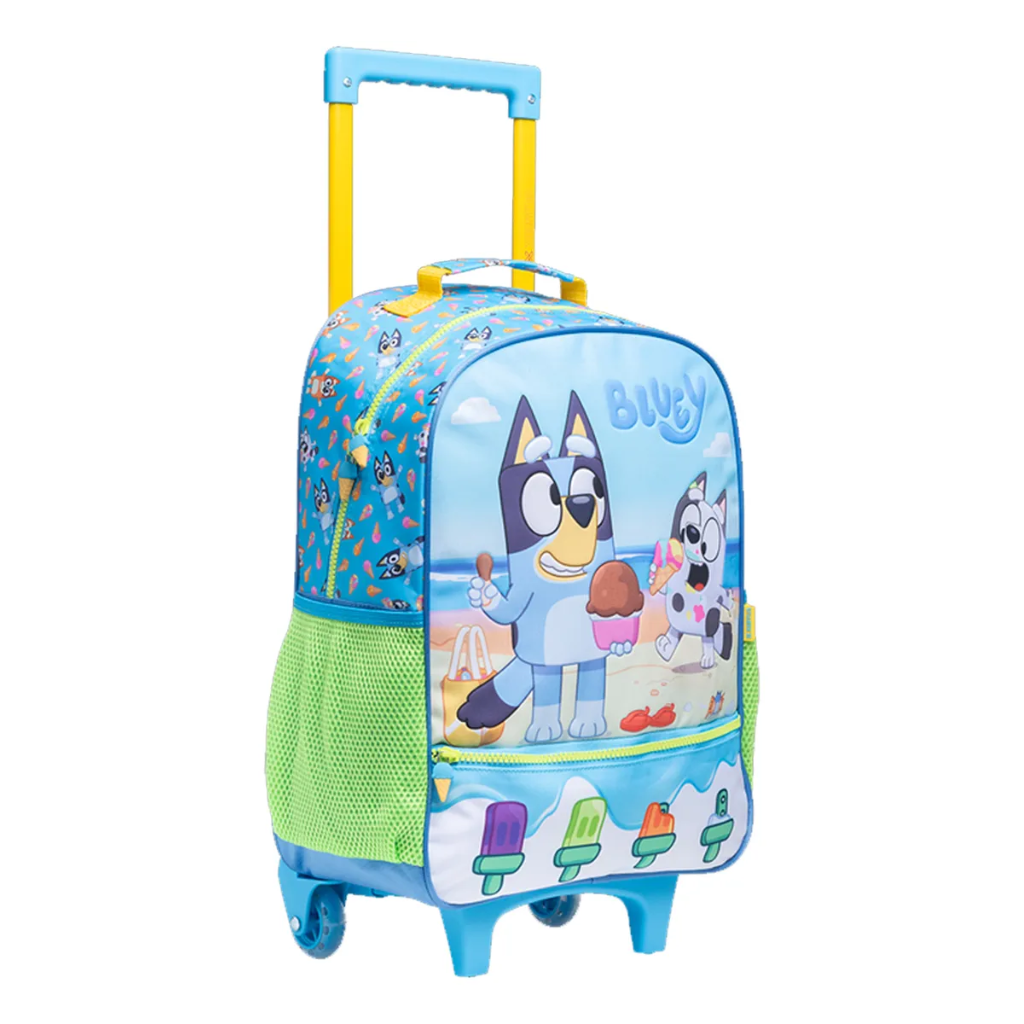 Kit Mochila Bluey 2026 com Mochila de Rodinhas + Lancheira Térmica + Estojo
