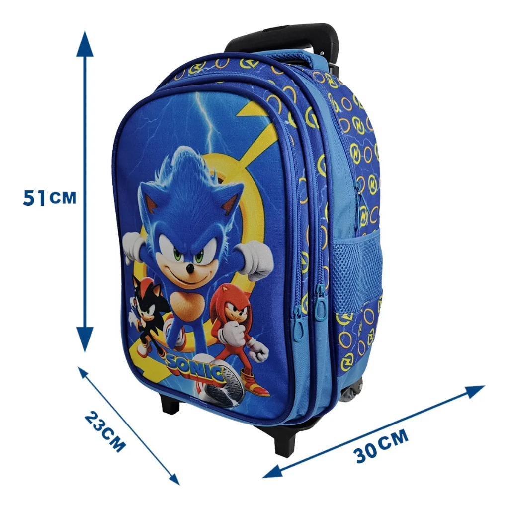 Kit Mochila Sonic com Mochila de Rodinhas + Lancheira Térmica