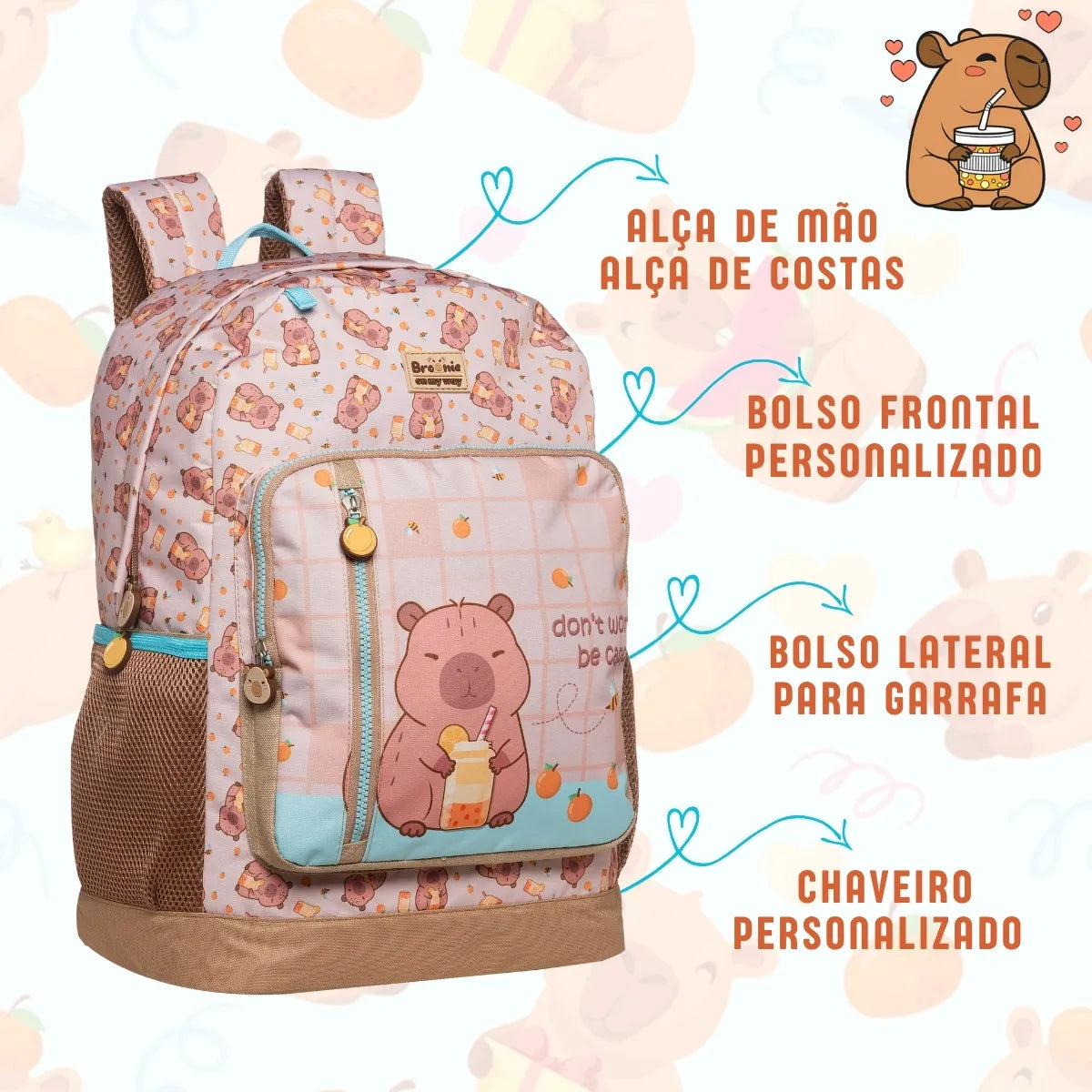 Kit Mochila Tema Animal Fashion com Mochila + Lancheira + Estojo Box