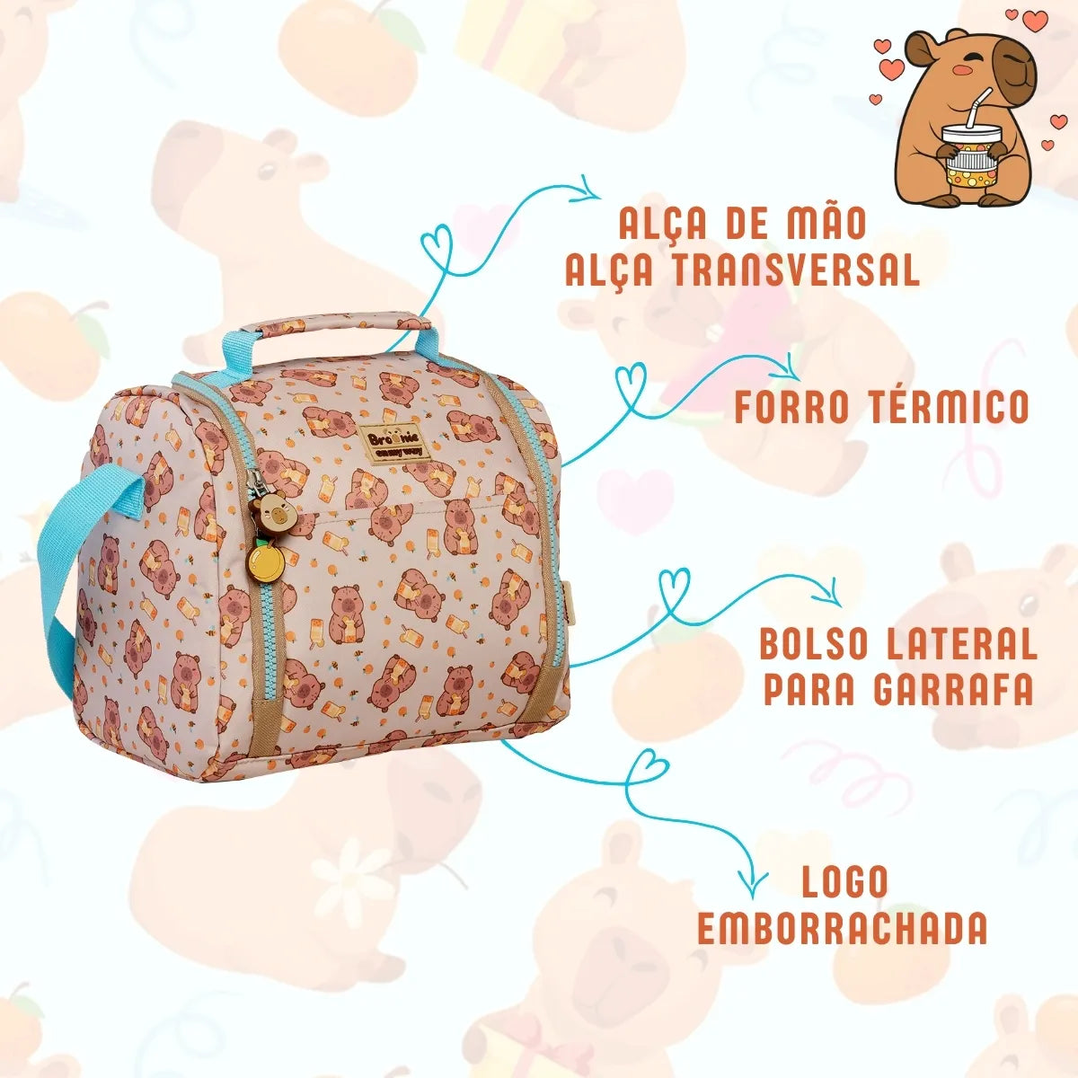 Kit Mochila Tema Animal Fashion com Mochila + Lancheira + Estojo Box