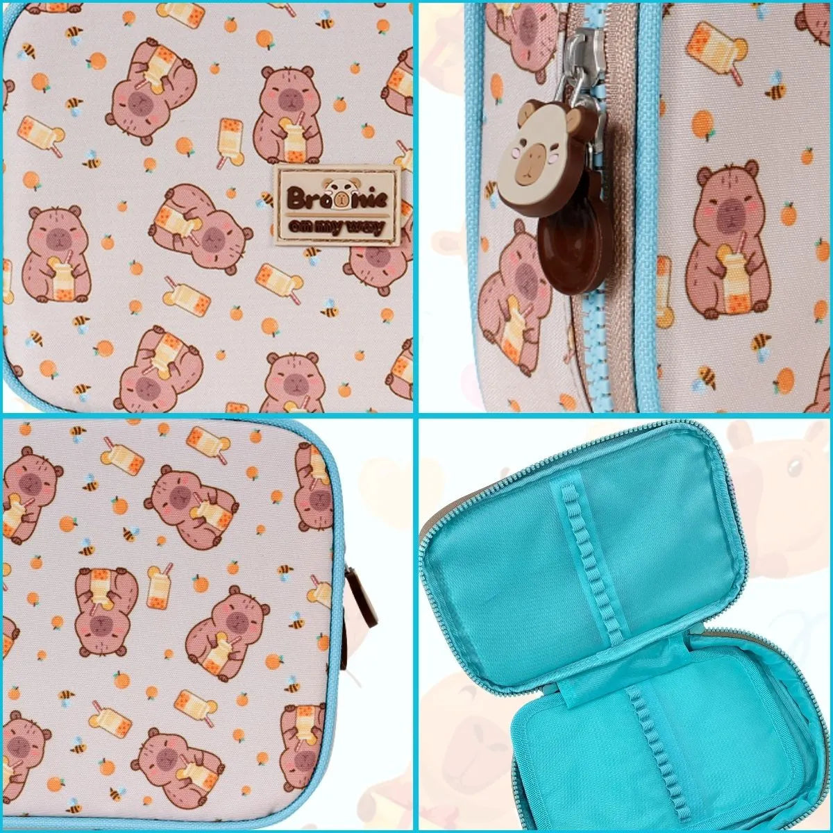 Kit Mochila Tema Animal Fashion com Mochila + Lancheira + Estojo Box