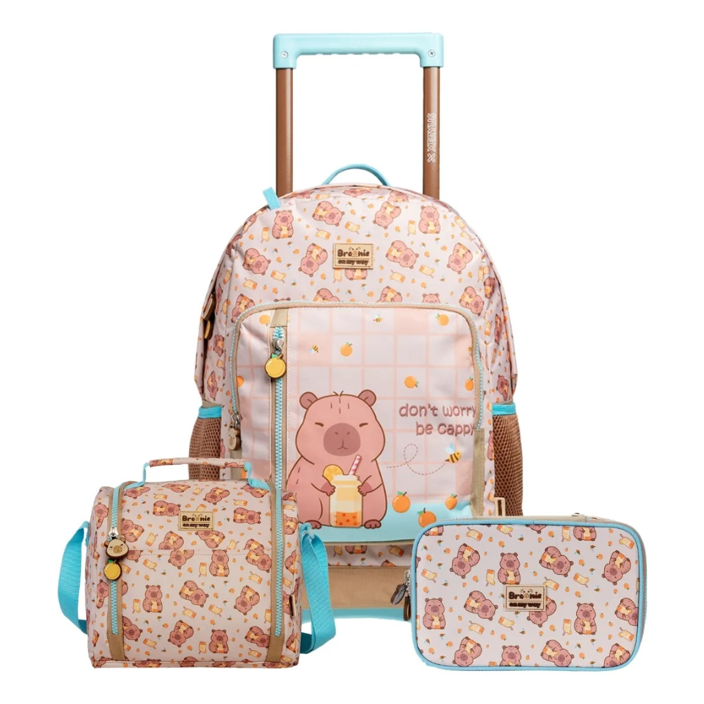 Kit Mochila Tema Animal Fashion com Mochila + Lancheira + Estojo Box