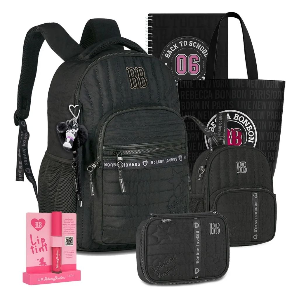 Kit Mochila Fashion 2026 com Mochila + Lancheira Térmica + Estojo