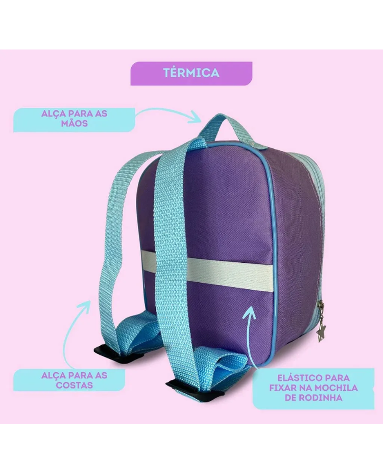 Kit Mochila Temático Tropical com Mochila de Rodinhas + Lancheira + Estojo