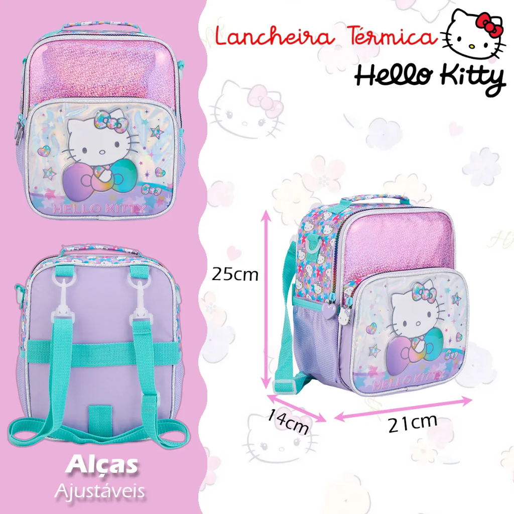 Kit Mochila Kitty 2026 com Mochila + Lancheira Térmica