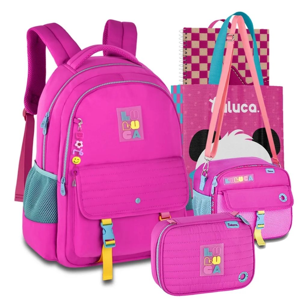 Mochila Luluca 2026 com Mochila de Rodinhas + Lancheira Térmica + Estojo